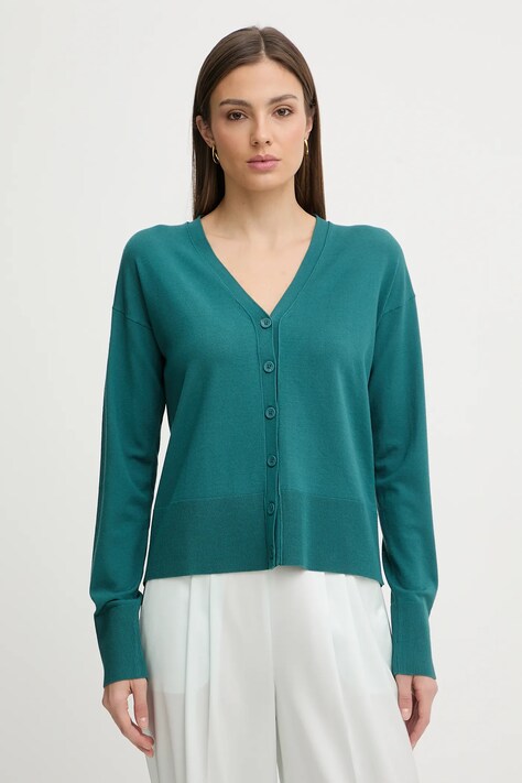 Sisley kardigan damski kolor turkusowy lekki 17Q3L603J