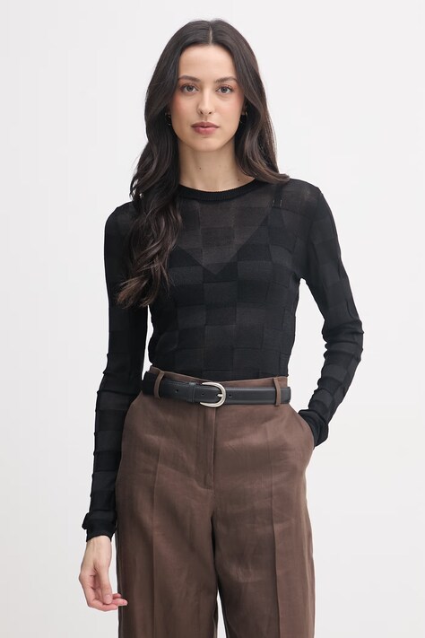 Sisley sweter damski z wiskozą czarny 1TJ1L107N