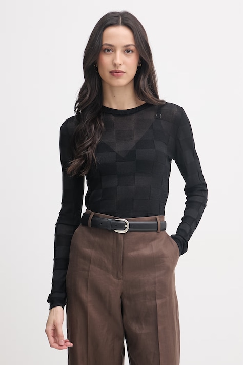 Sisley sweter damski z wiskozą czarny 1TJ1L107N