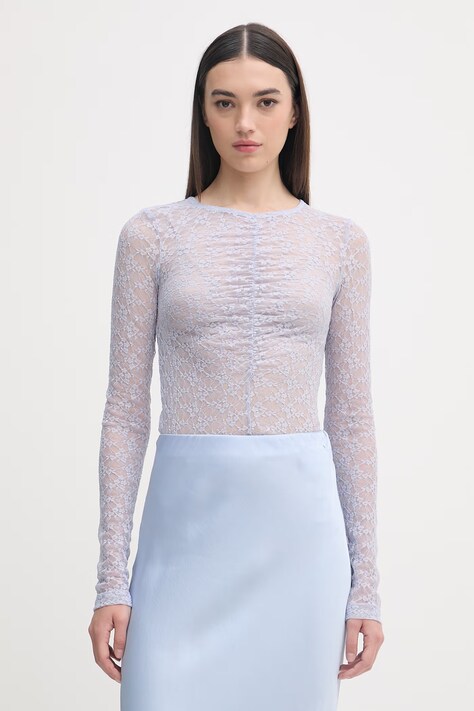 Sisley bluzka damska fioletowa gładka 3QZYL108L