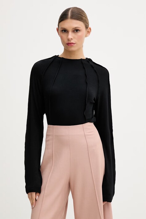 Sisley longsleeve damski czarny 3XEPL108K