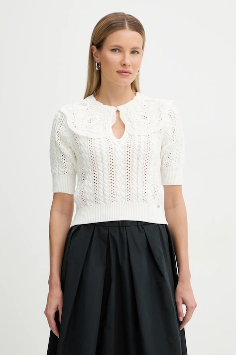 Fracomina sweter bawełniany damski kolor beżowy lekki FR26ST7015K48801