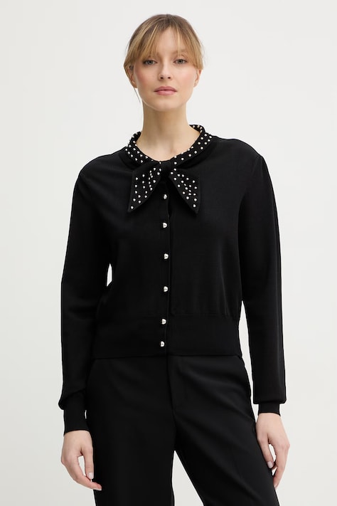 Fracomina kardigan damski kolor czarny lekki FR26ST8016K42101