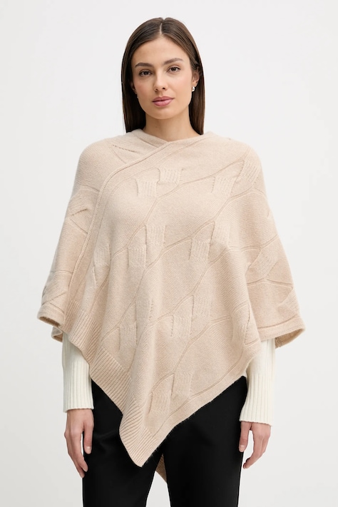 United Colors of Benetton poncho kaszmirowe kolor beżowy 10K1DU01S