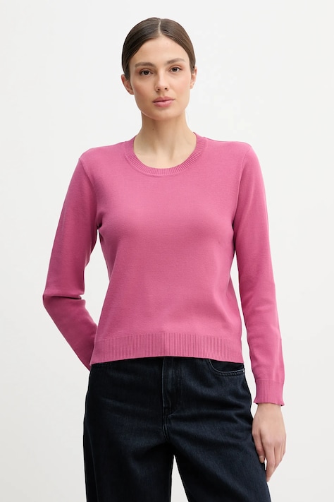 United Colors of Benetton sweter bawełniany damski kolor różowy lekki 1C19D10FV