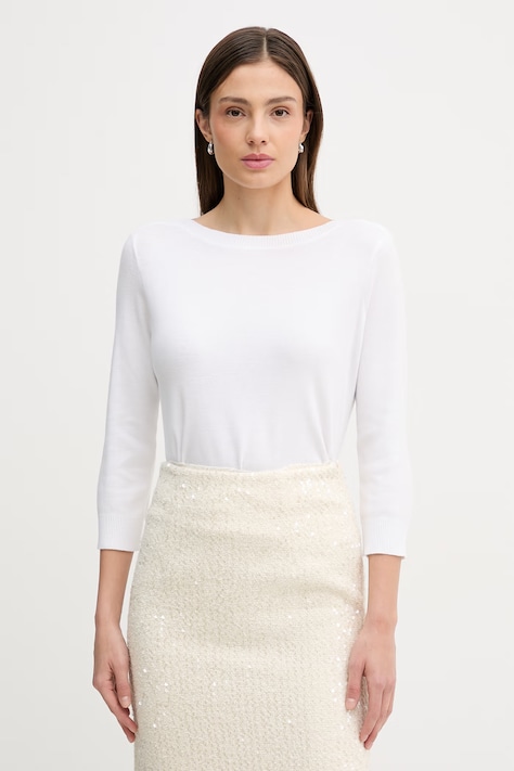 United Colors of Benetton sweter bawełniany damski kolor biały lekki 1C19D10G1