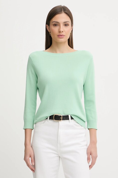 United Colors of Benetton sweter bawełniany damski kolor zielony lekki 1C19D10G1