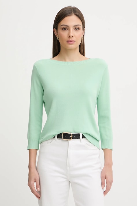 United Colors of Benetton sweter bawełniany damski kolor zielony lekki 1C19D10G1