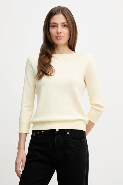 United Colors of Benetton sweter bawełniany damski kolor żółty lekki 1C19D10G1