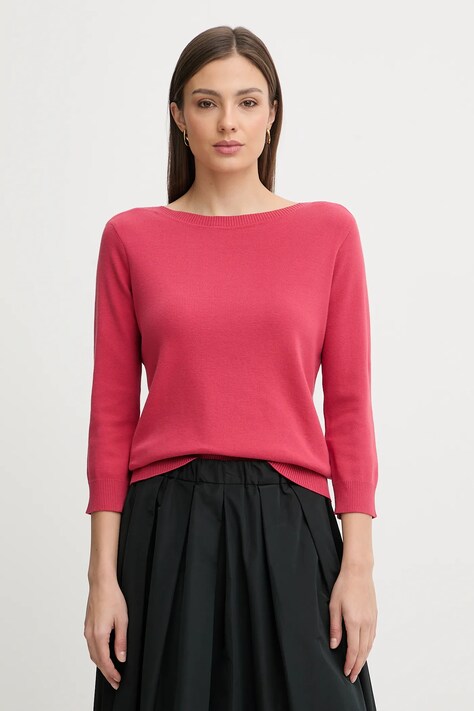 United Colors of Benetton sweter bawełniany damski kolor czerwony lekki 1C19D10G1