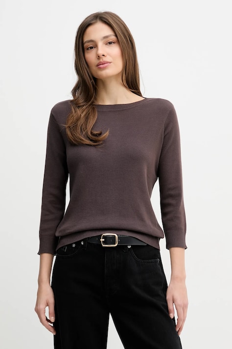 United Colors of Benetton sweter bawełniany damski kolor brązowy lekki 1C19D10G1