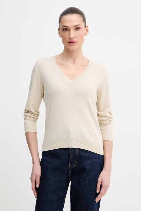 United Colors of Benetton sweter bawełniany kolor beżowy 1C19D403N