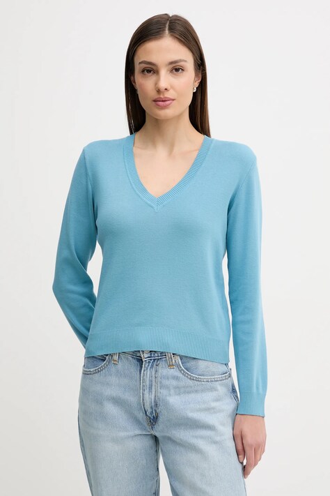 United Colors of Benetton sweter bawełniany kolor niebieski 1C19D403N