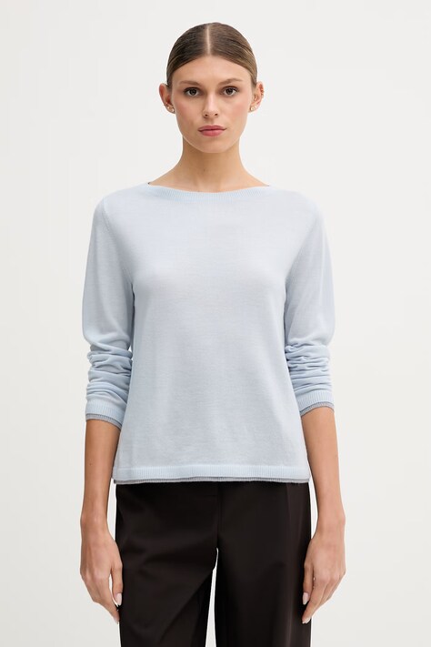 United Colors of Benetton sweter damski wełniany niebieski 11AHD10G8