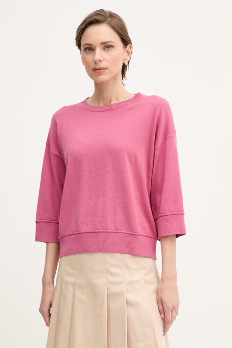 United Colors of Benetton sweter damski z wełną różowy 1Y6SD10FX