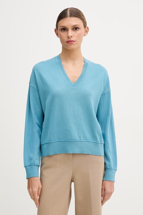 United Colors of Benetton sweter damski z dodatkiem wełny niebieski 1Y6SD403O