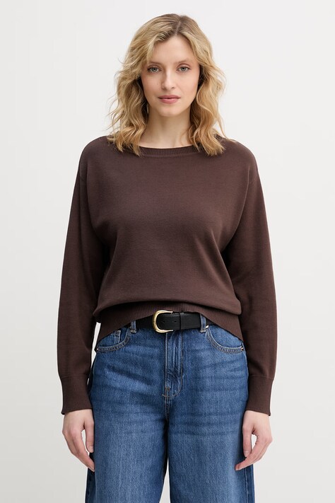 United Colors of Benetton sweter damski bawełniany brązowy 1C19D10FU