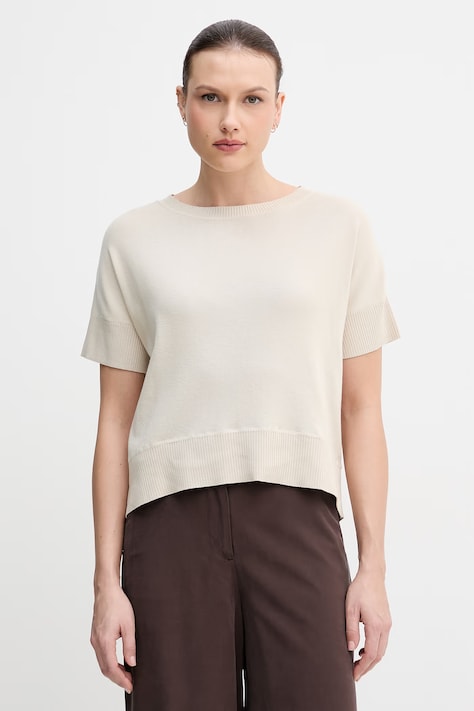 United Colors of Benetton sweter damski bawełniany beżowy 1C19D10G3