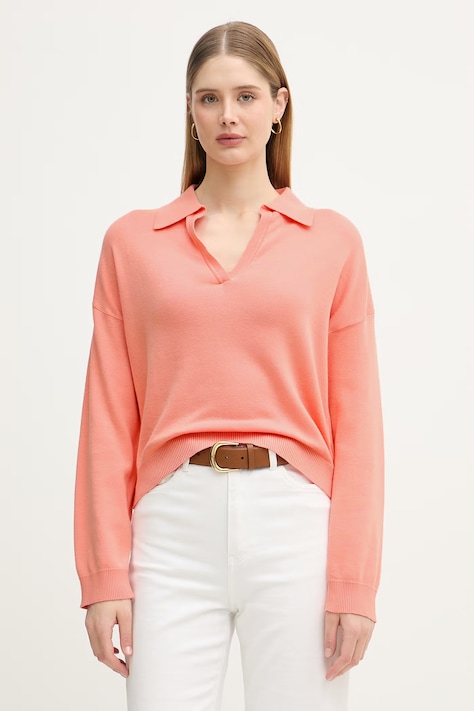 United Colors of Benetton sweter damski bawełniany pomarańczowy 1C19D301I