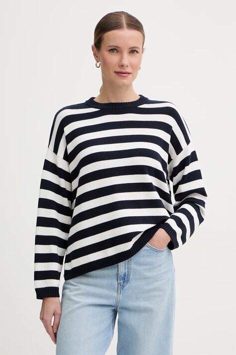 United Colors of Benetton Πουλόβερ γυναικείο βαμβακερό σκούρο μπλε 1C94E10FZ