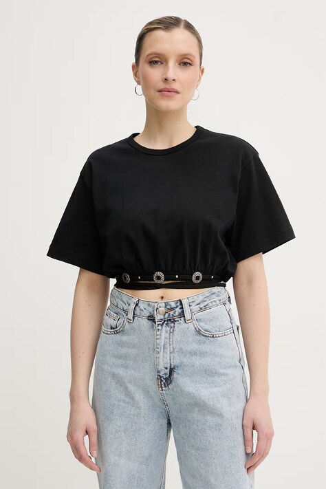 Pinko t-shirt damski bawełniany czarny 106907 A3AR