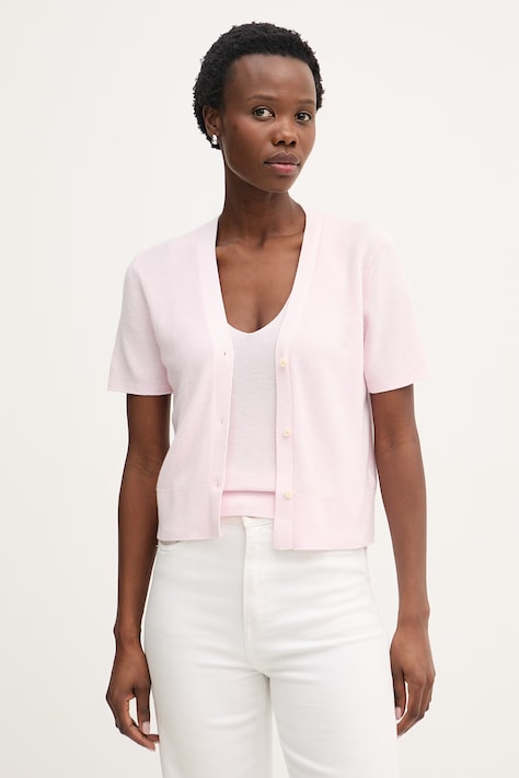 Calvin Klein Jeans kardigan ženski pamučni rozi LV047F353G