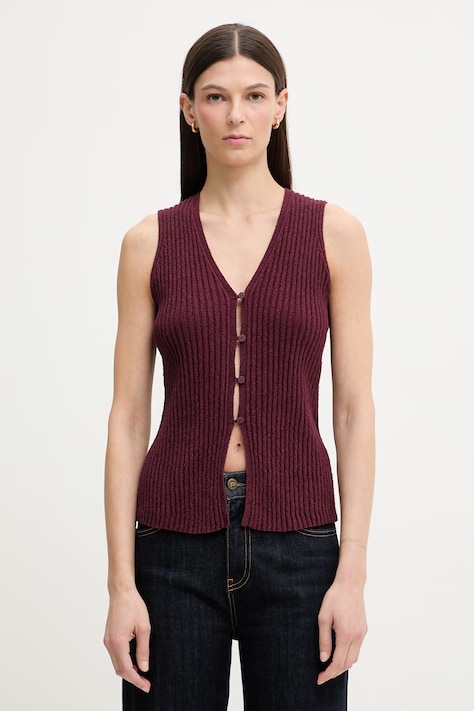 Marc O'Polo γιλέκο γυναικείο με βαμβάκι μπορντό 5000008122