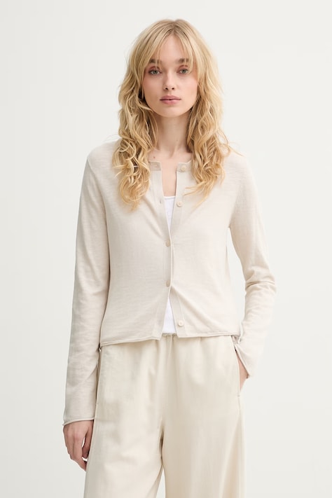Marc O'Polo kardigan damski z lnem beżowy 5000013063