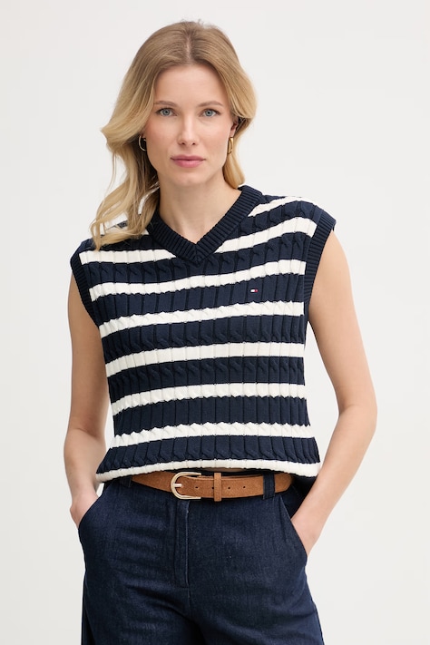 Tommy Hilfiger kamizelka damska bawełniana granatowa WW0WW48466