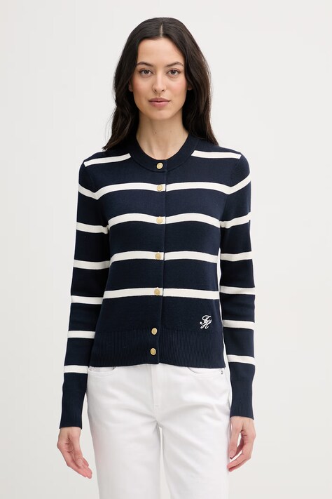 Tommy Hilfiger kardigan ženski bombažen mornarsko moder WW0WW49617