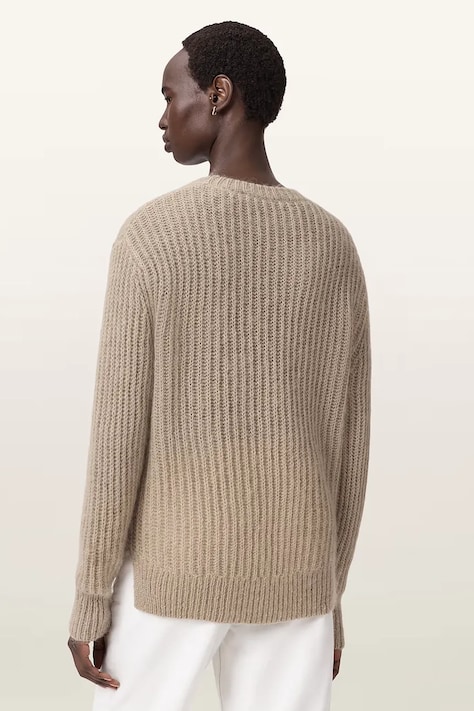 AllSaints sweter z dodatkiem wełny CHAIN damski kolor beżowy W039KE