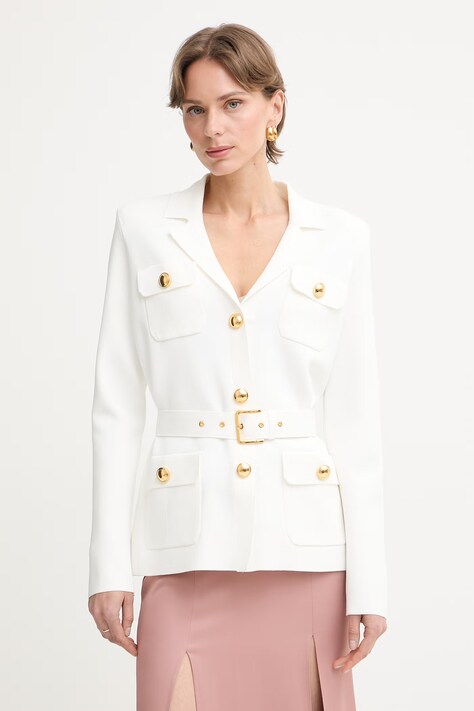 Elisabetta Franchi marynarka damska z wiskozą beżowa MK10B62E2