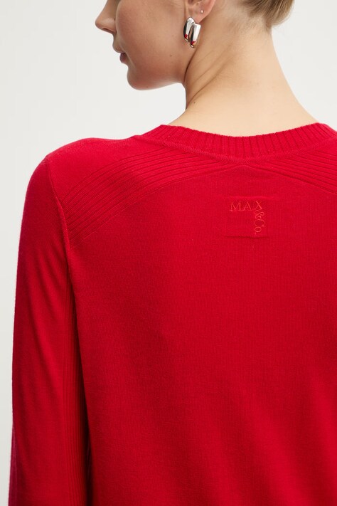 MAX&Co. sweter wełniany MCOBERLINA damski kolor czerwony lekki 2616361071200