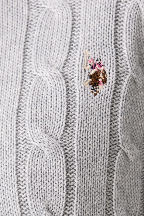 U.S. Polo Assn. Svetr dámský bavlněný CREW NECK CABLE šedý WUP0398
