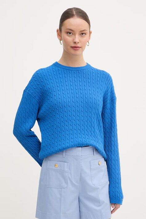 Tommy Hilfiger sweter damski z bawełną niebieski WW0WW48498