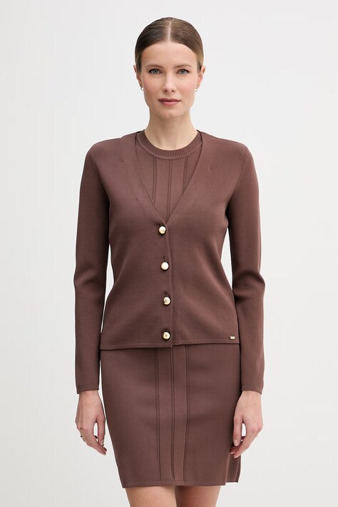 Gaudi kardigan damski z wiskozy brązowy 611FD53008