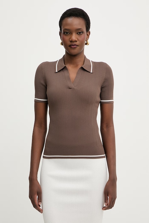 Armani Exchange polo swetrowe damskie z wiskozą brązowe XW001897 AF10352