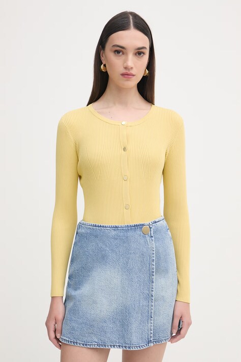 Armani Exchange pulover z zadrgo ženski z viskozo rumen XW001899 AF10352