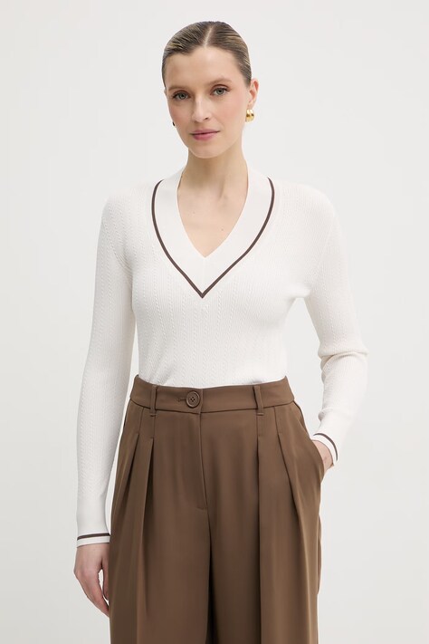 Armani Exchange sweter damski z wiskozy beżowy XW002242 AF10352