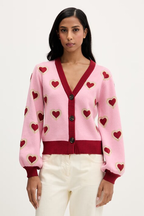 Never Fully Dressed kardigan damski kolor różowy NFDKN812