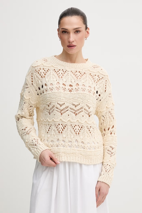 OUI sweter damski kolor beżowy lekki 96493
