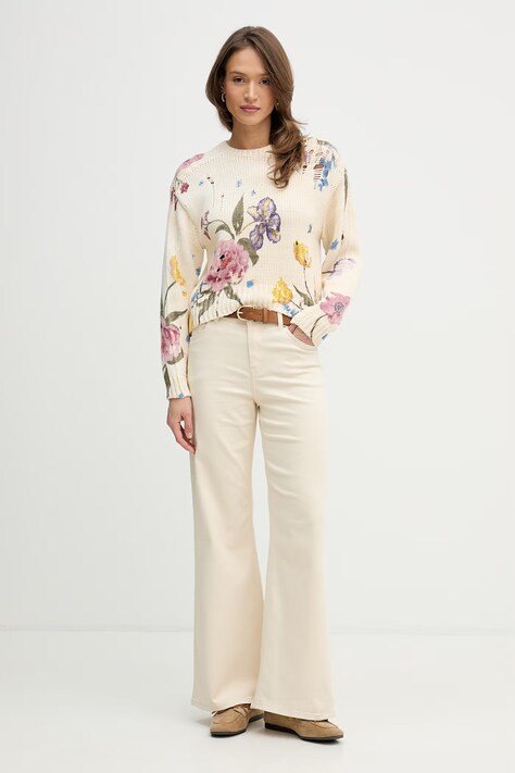 OUI sweter damski kolor beżowy 96776