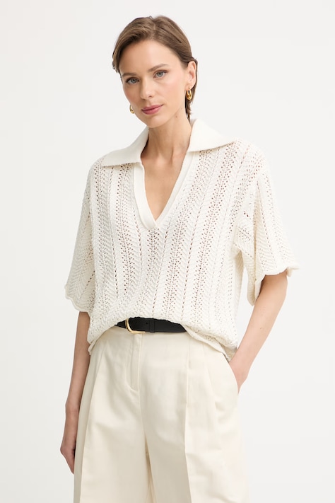 BOSS Orange sweter damski z bawełną C Fordeaux beżowy 50559808