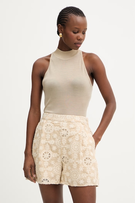 BOSS sweter damski z dodatkiem wełny Fargherita beżowy 50554975