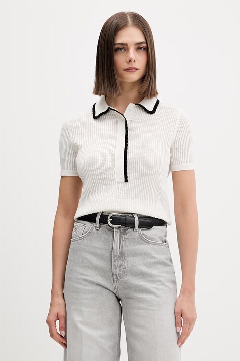 HUGO sweter damski bawełniany Slysa beżowy 50557770