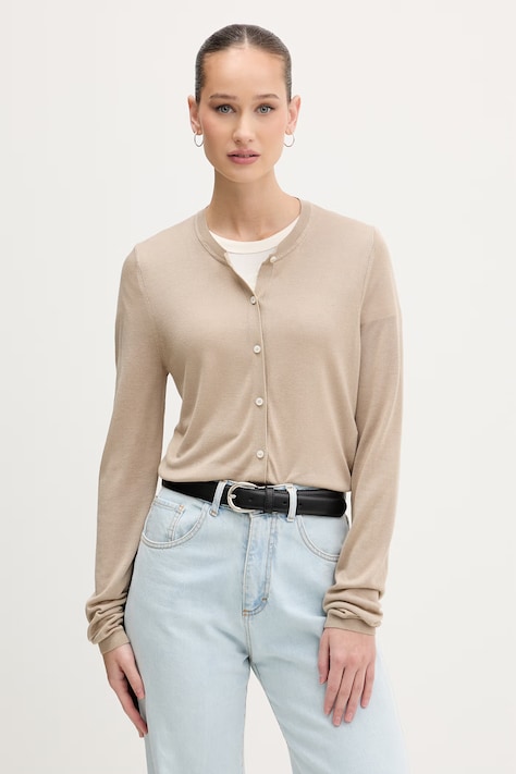 HUGO кардиган жіночий з домішкою шовку Sessiry бежевий 50561176