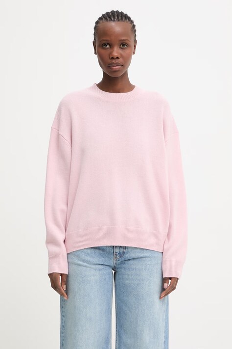 Anine Bing LEE CREW SWEATER - POWDER PINK sweter kaszmirowy damski różowy A.09.12172.PKI26