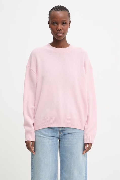 Anine Bing LEE CREW SWEATER - POWDER PINK sweter kaszmirowy damski różowy A.09.12172.PKI26