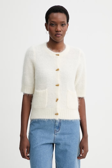 MUNTHE kardigan z dodatkiem wełny LOCCA damski kolor beżowy 261163026174