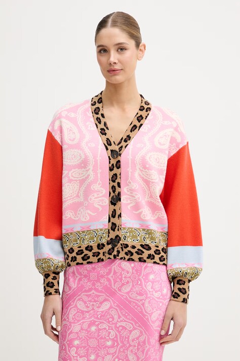 Never Fully Dressed kardigan damski z wiskozy różowy NFDKN820